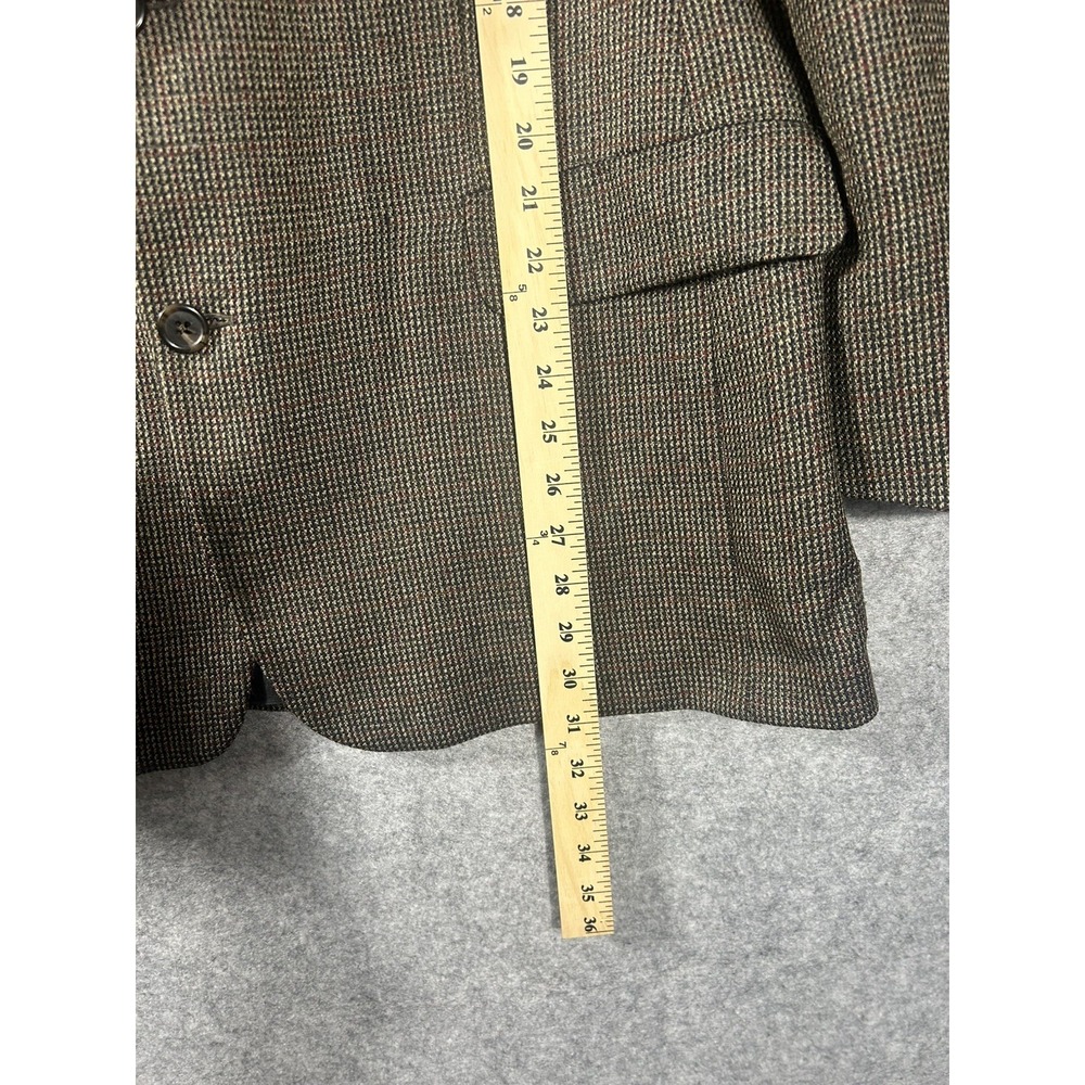 Vintage Tommy Hilfiger Union Made Canada Wool Tweed Blazer Brown Houndstooth 42R - Picture 7 of 16